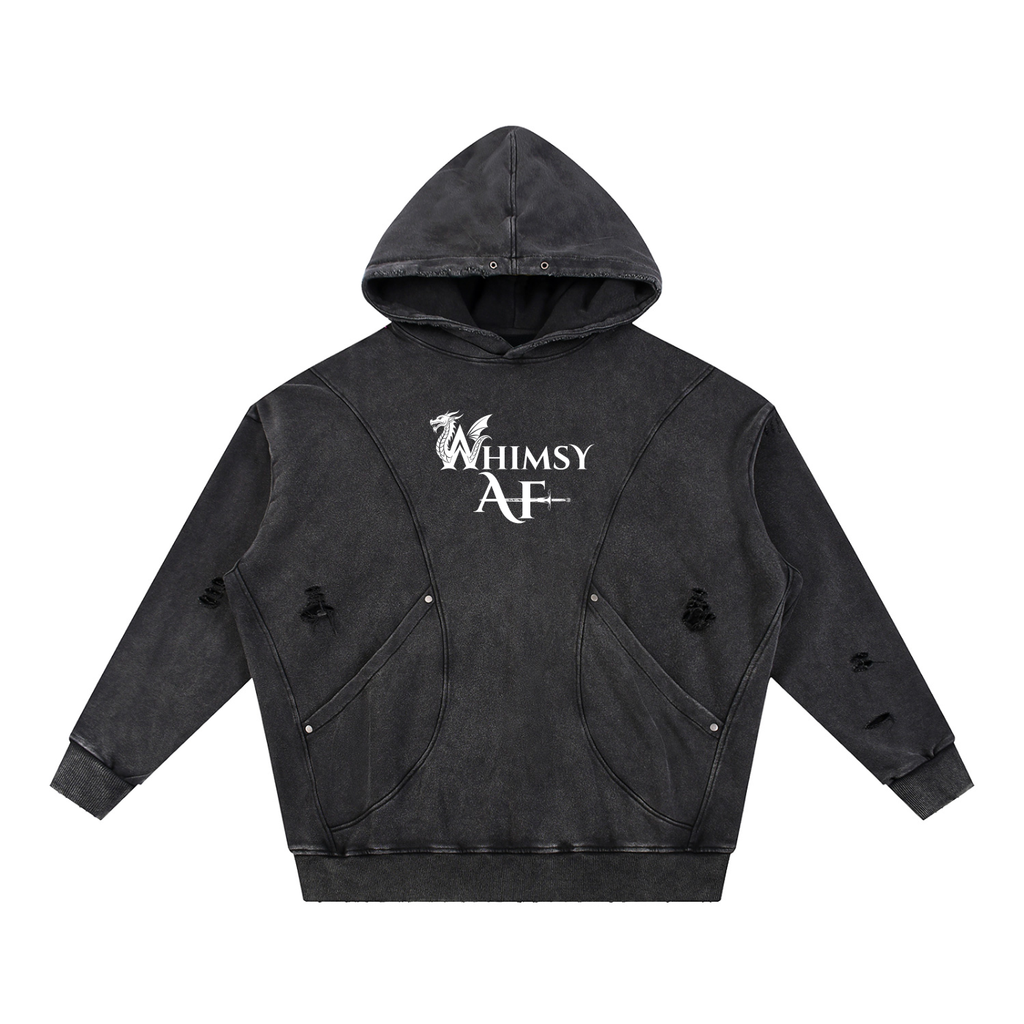 Whimsy AF Distressed Panel Pocket Hoodie